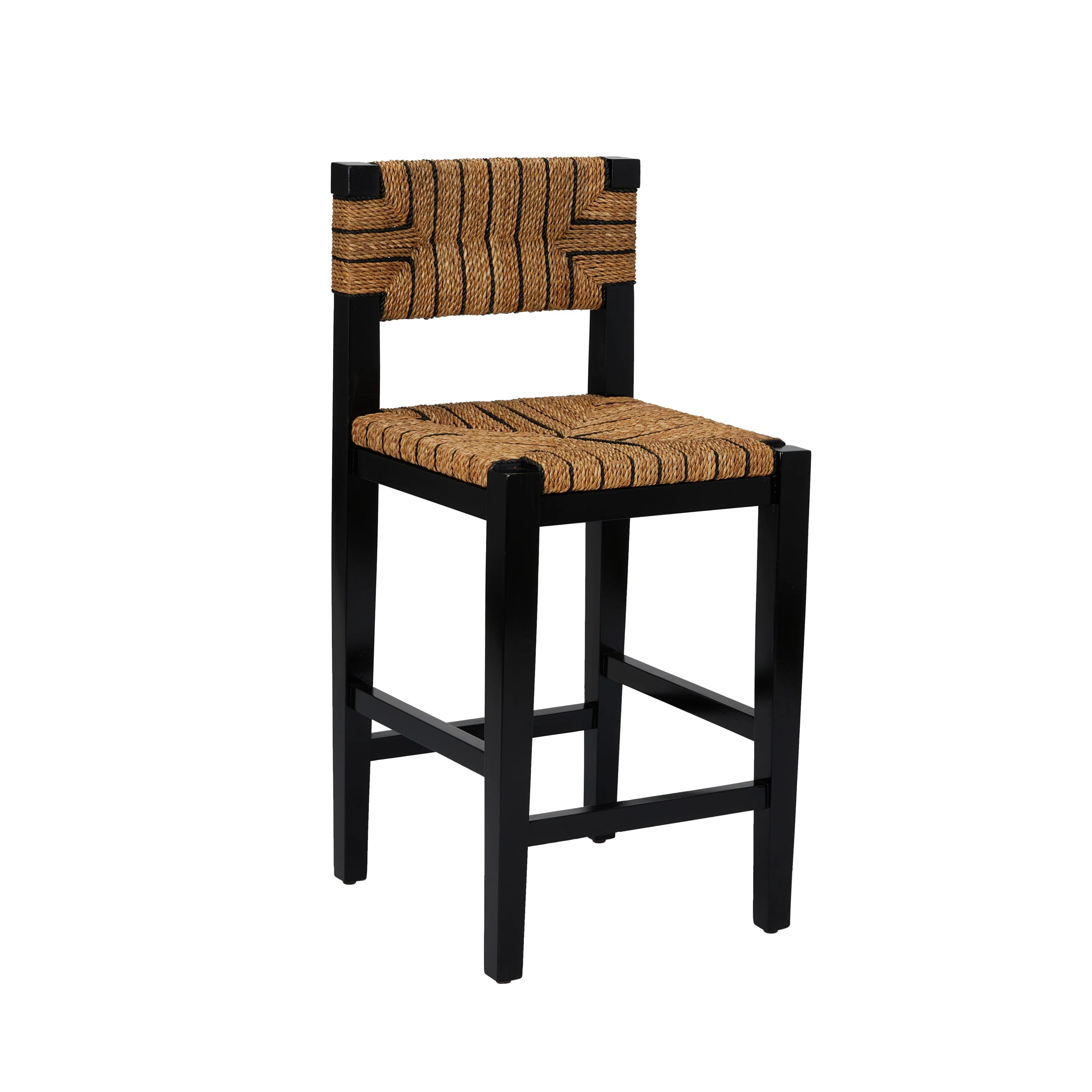 Willowbrook Solid Wood and Natural Woven Seagrass Rope Dining Chair, Mahogany Black Finish | Joss & Main