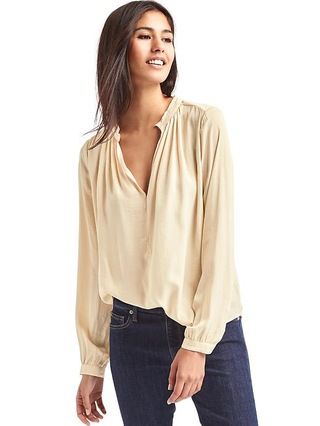 Silky split-neck blouse | Gap US