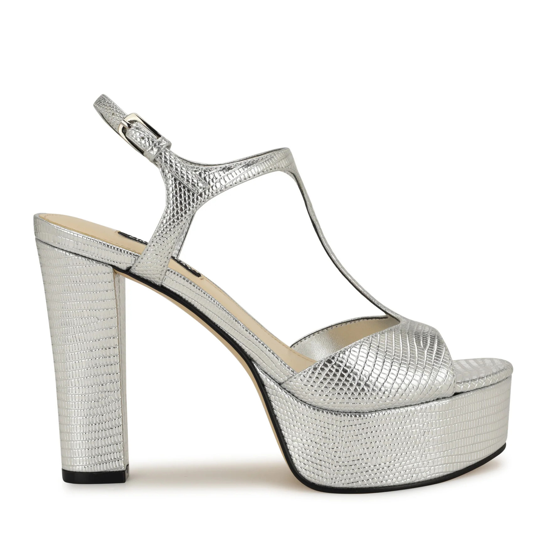 Women's Naini Platform Sandals - Silver Snake Print | Nine West | Nine West (US)