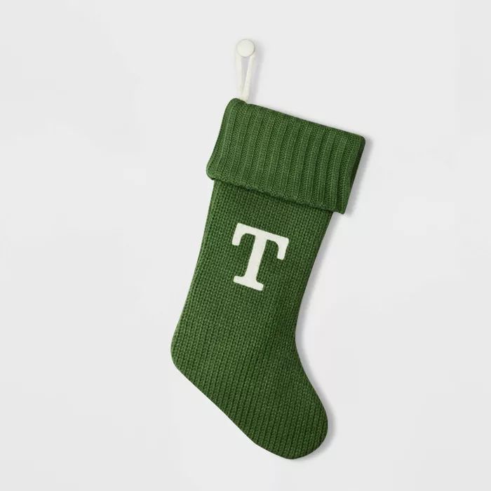 Knit Monogram Christmas Stocking Green - Wondershop™ | Target