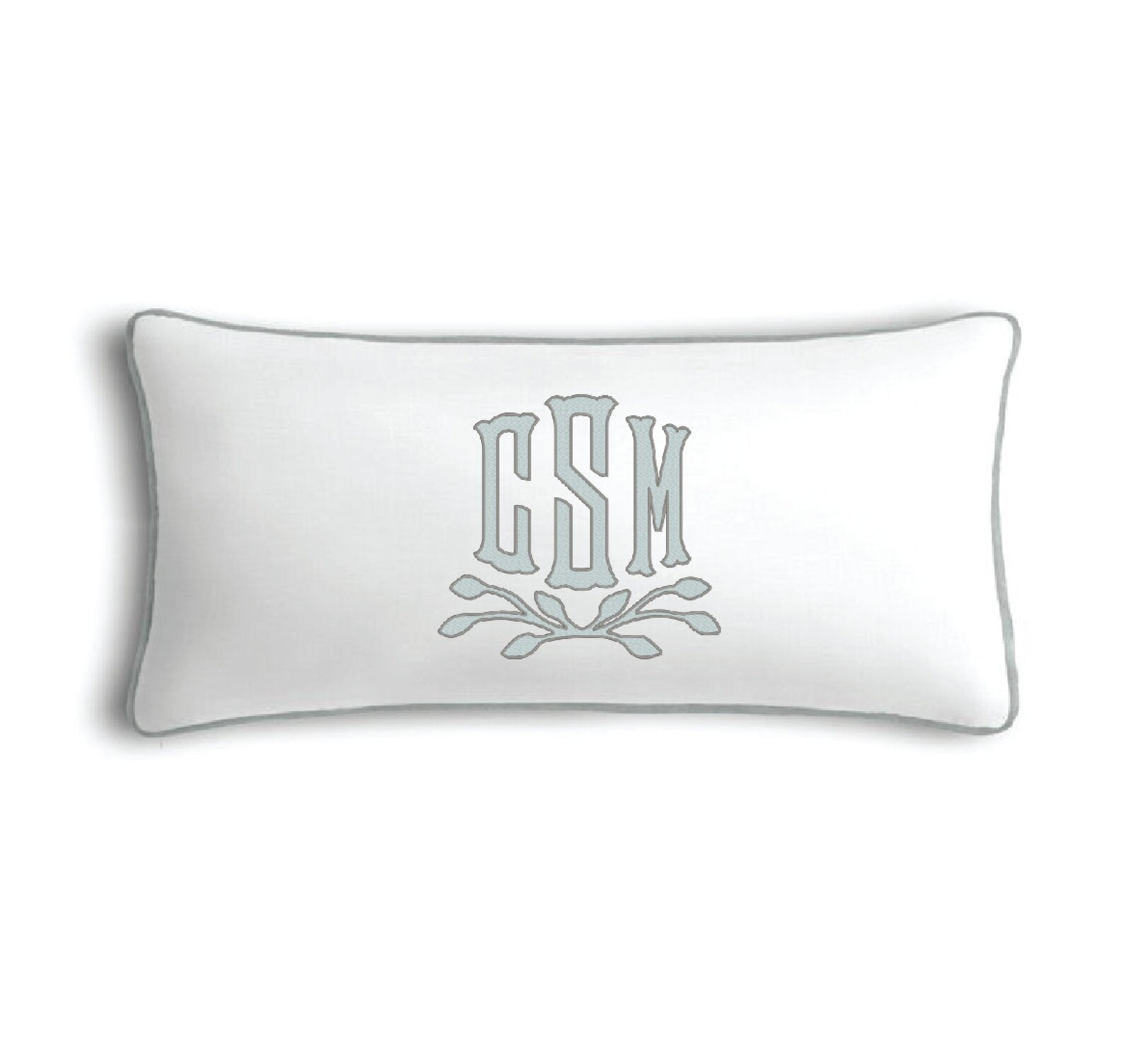 Monogrammed Lumbar Sham White  Grey Pipe | Etsy | Etsy (US)