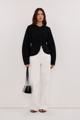 ELIZA BLACK CINCHED CARDIGAN | DISSH