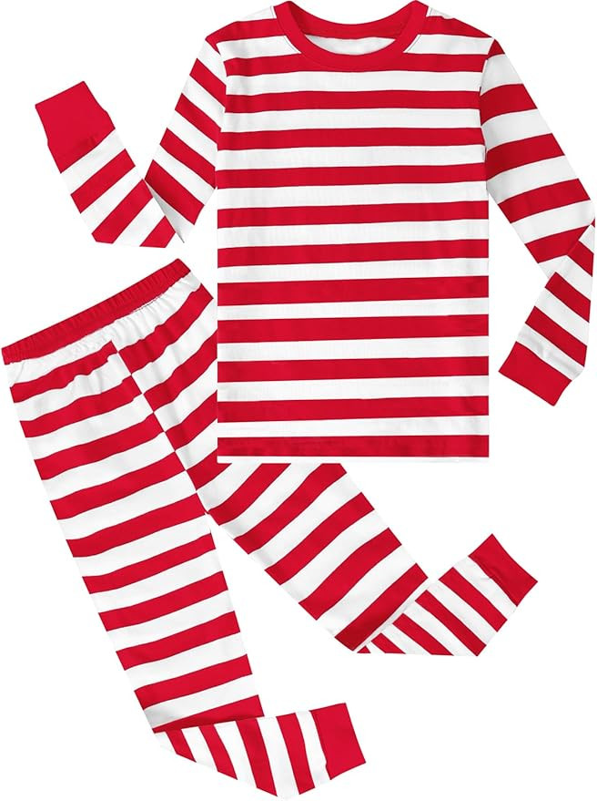A&J DESIGN Pure Cotton Striped Pjs for 2-14 Years Kids, 2-Piece Pajamas Set. | Amazon (US)