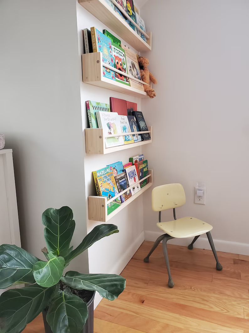 Nursery Bookshelf Natural Pine (Custom Sizing Available) Modern, Knot-less Wood, Joinery | Etsy (US)