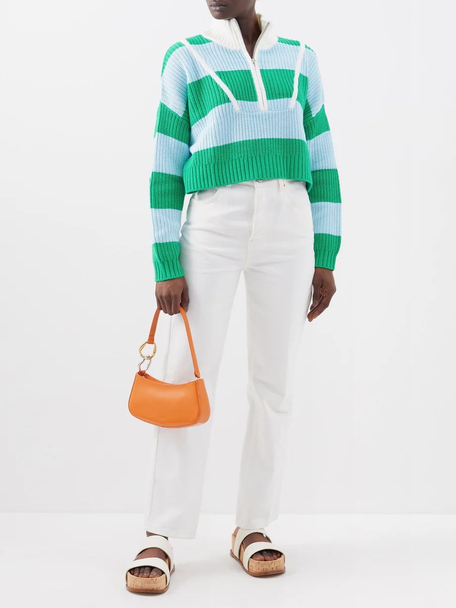 Hampton half-zip striped cotton-blend sweater | Matches (US)