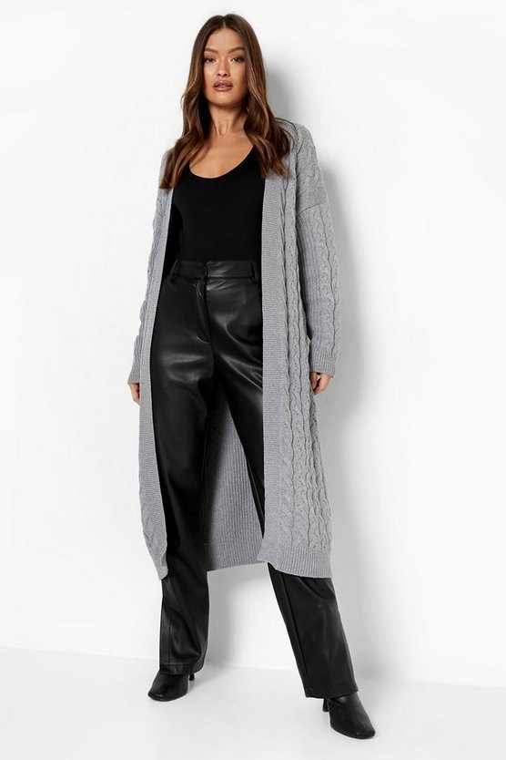 Recycled Cable Maxi Cardigan | Boohoo.com (US & CA)