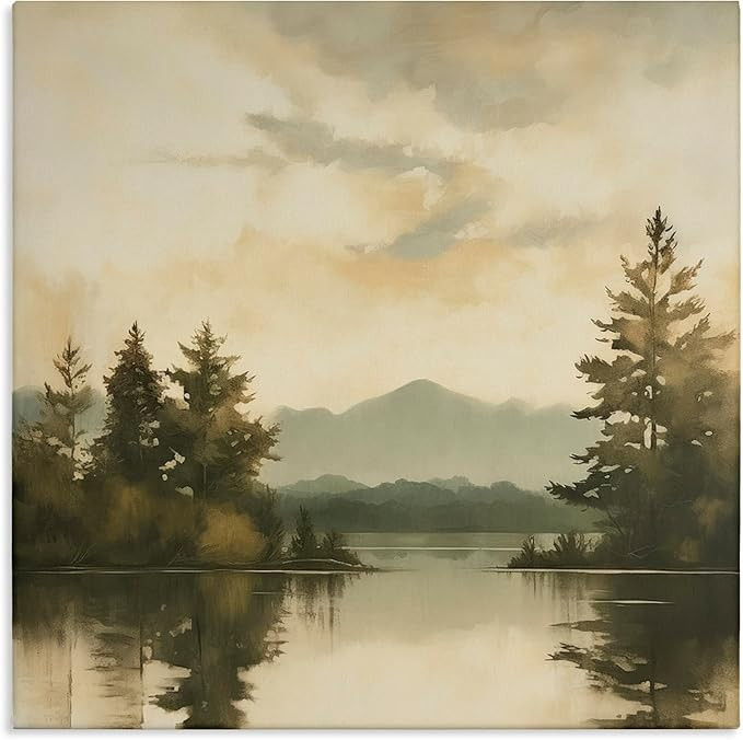 Stupell Industries Soft Beige Mountain Scenery Canvas Wall Art by Irena Orlov | Amazon (US)