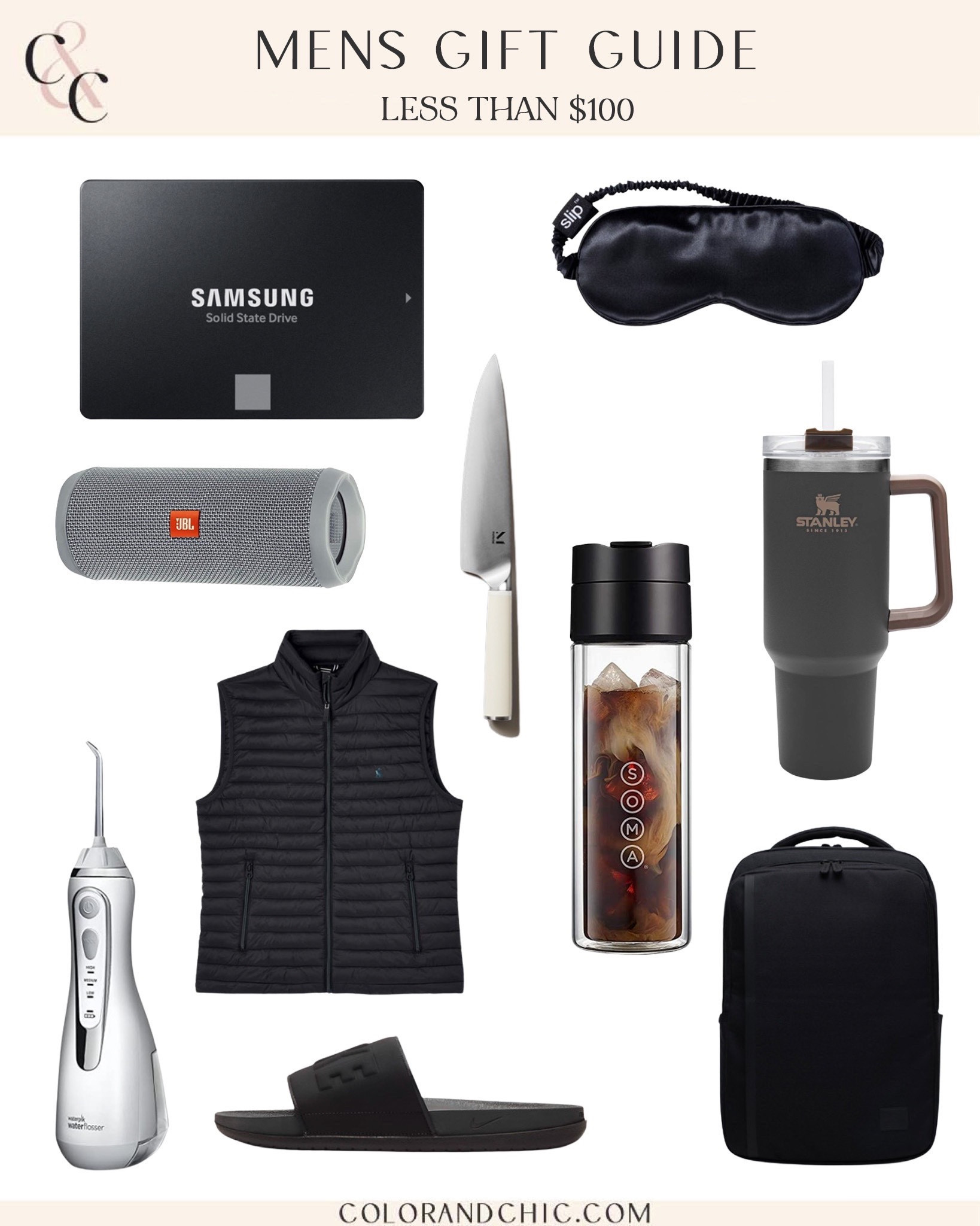 Mens gift guide less than $100! Linking below our black Stanley tumbler, JBL speaker, Slip sleeping mask, Nike slides and more!

#LTKHoliday #LTKGiftGuide #LTKmens