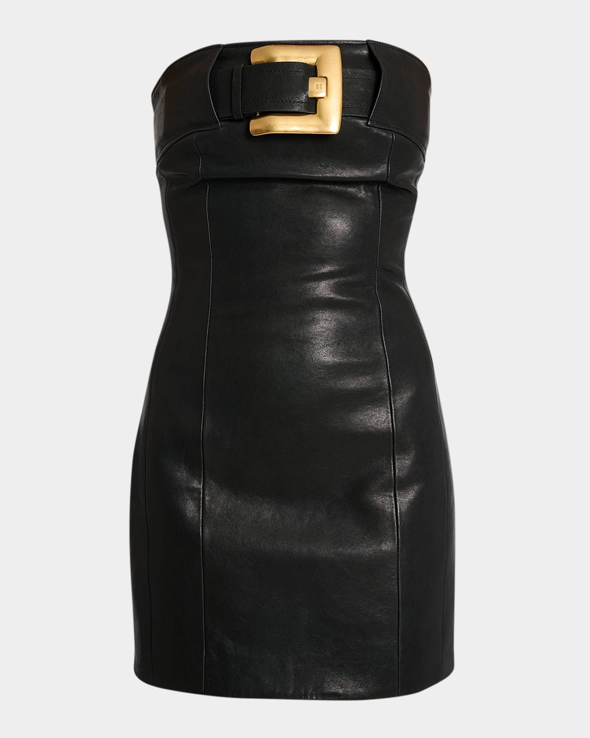 Belted Strapless Leather Mini Bustier Dress | Neiman Marcus