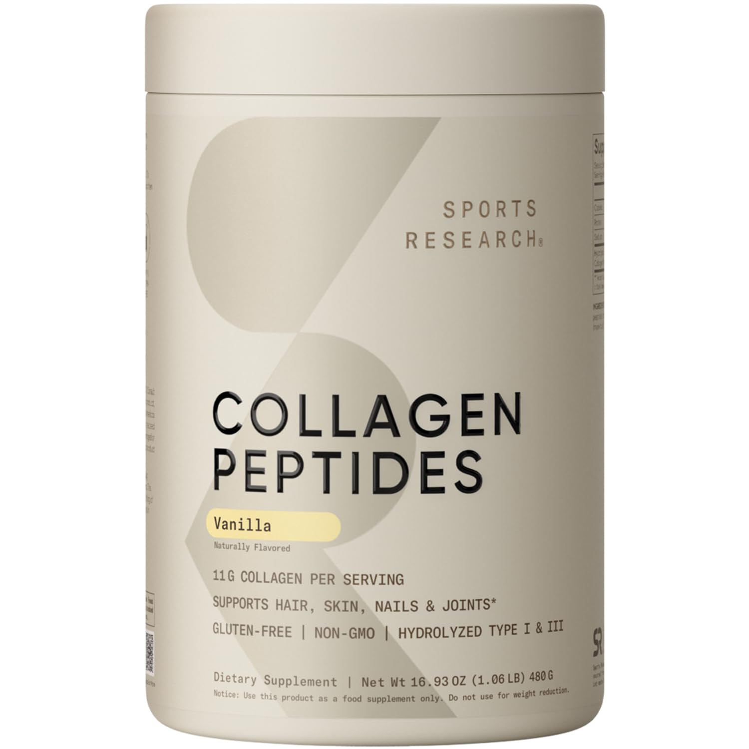 Sports Research Collagen Peptides - Hydrolyzed Type 1 & 3 Collagen Powder Protein Supplement for ... | Amazon (US)