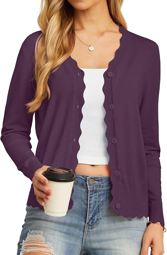 GRECERELLE Women's Long Sleeve V-Neck Button Down Cardigan Knit Shrugs Sweater | Amazon (US)