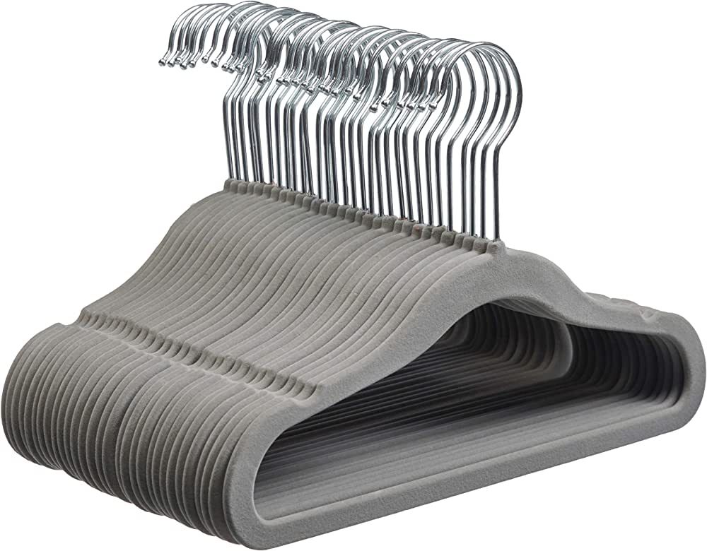 Amazon Basics Kids Velvet, Non-Slip Clothes Hangers, Gray - Pack of 30 | Amazon (US)