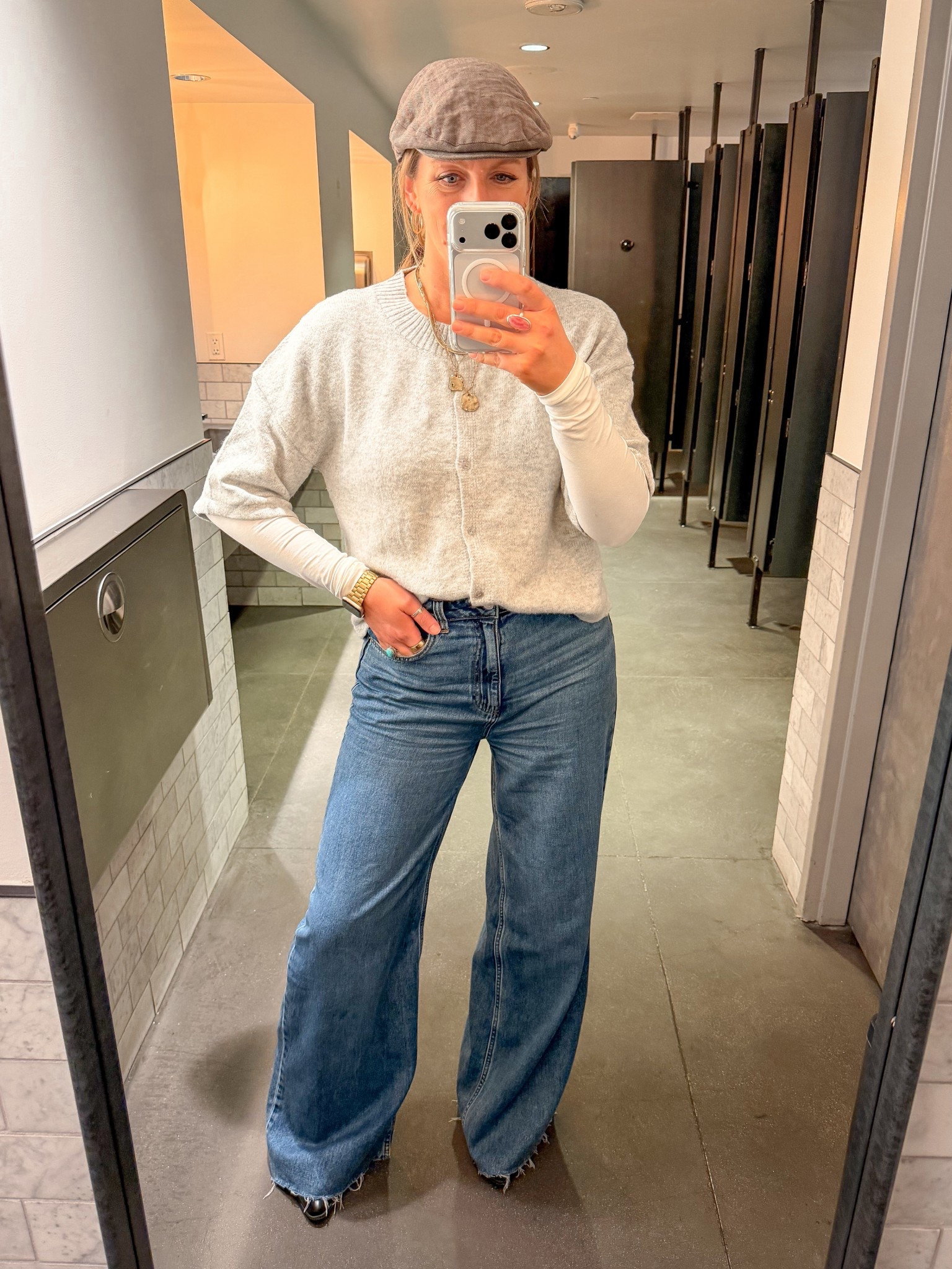 Large tops, 32x36 jeans (run small) and I cut the hem off to make distressed 

#LTKTall #LTKOver40