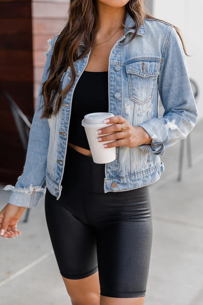 Stay Beautiful Medium Wash Denim Jacket | The Pink Lily Boutique