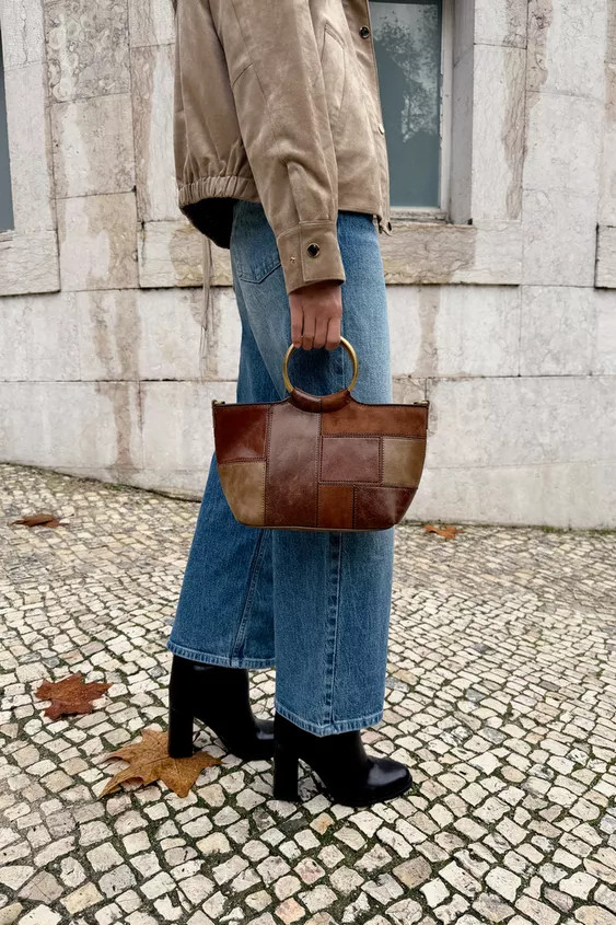 PATCHWORK RIGID MINI HANDLE BUCKET BAG | Zara US