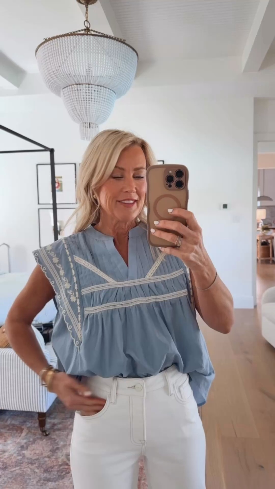 Last is this adorable top with great white denim jeans! This combo never fails me in the spring season. ￼

Top: small
Jeans: 25

#LTKootd #LTKOver40 #LTKmorningroutine