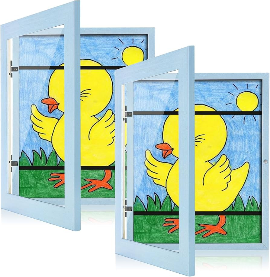 [2-Pack] Kids Art Frames, 8.5x11 Front Opening Kids Artwork Frames Changeable, Light Lake Blue Ar... | Amazon (US)