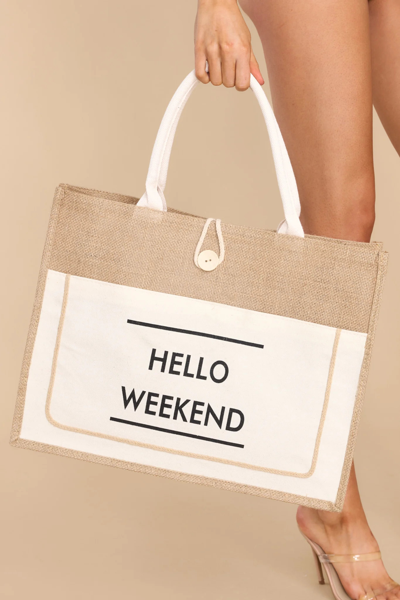 Awaited Arrival Cream Tote Bag | Red Dress 