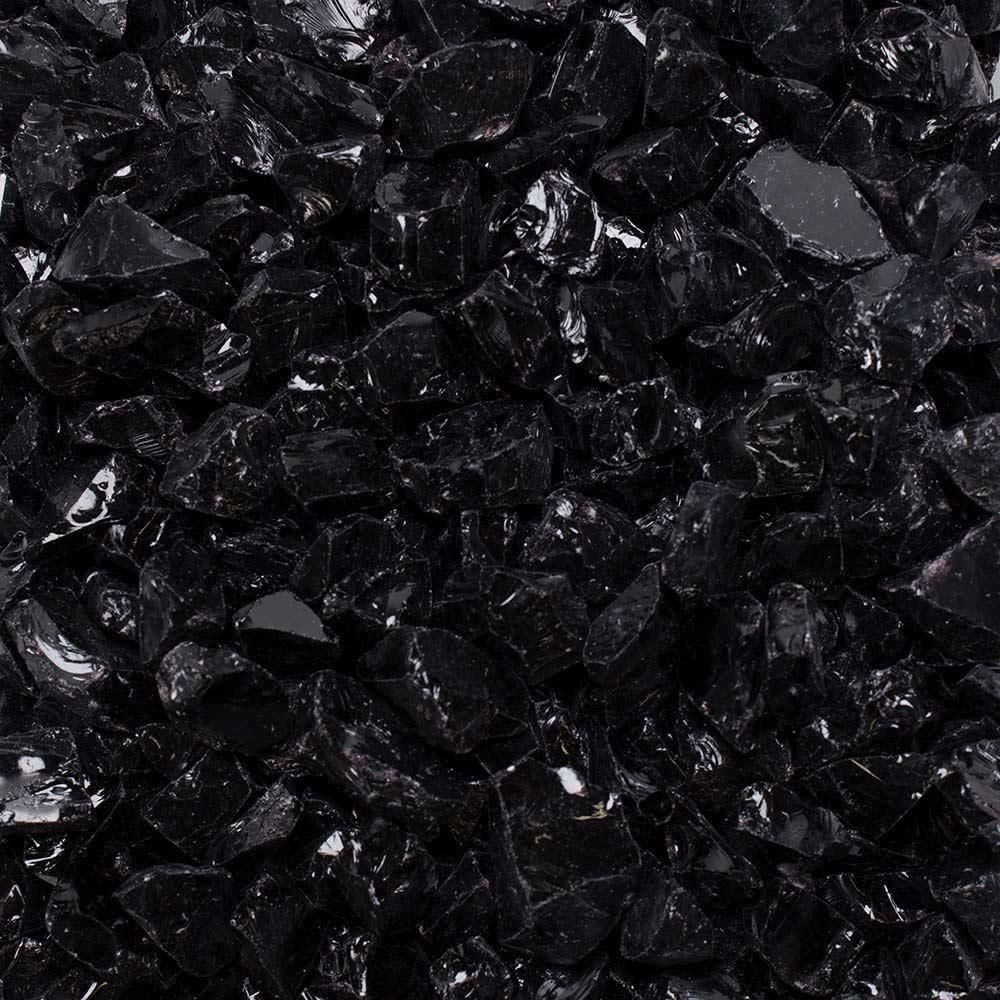 Celestial Fire Glass 1/2 in. to 3/4 in. 10 lbs. Onyx Black Crushed Fire Glass in Jar | The Home Depot