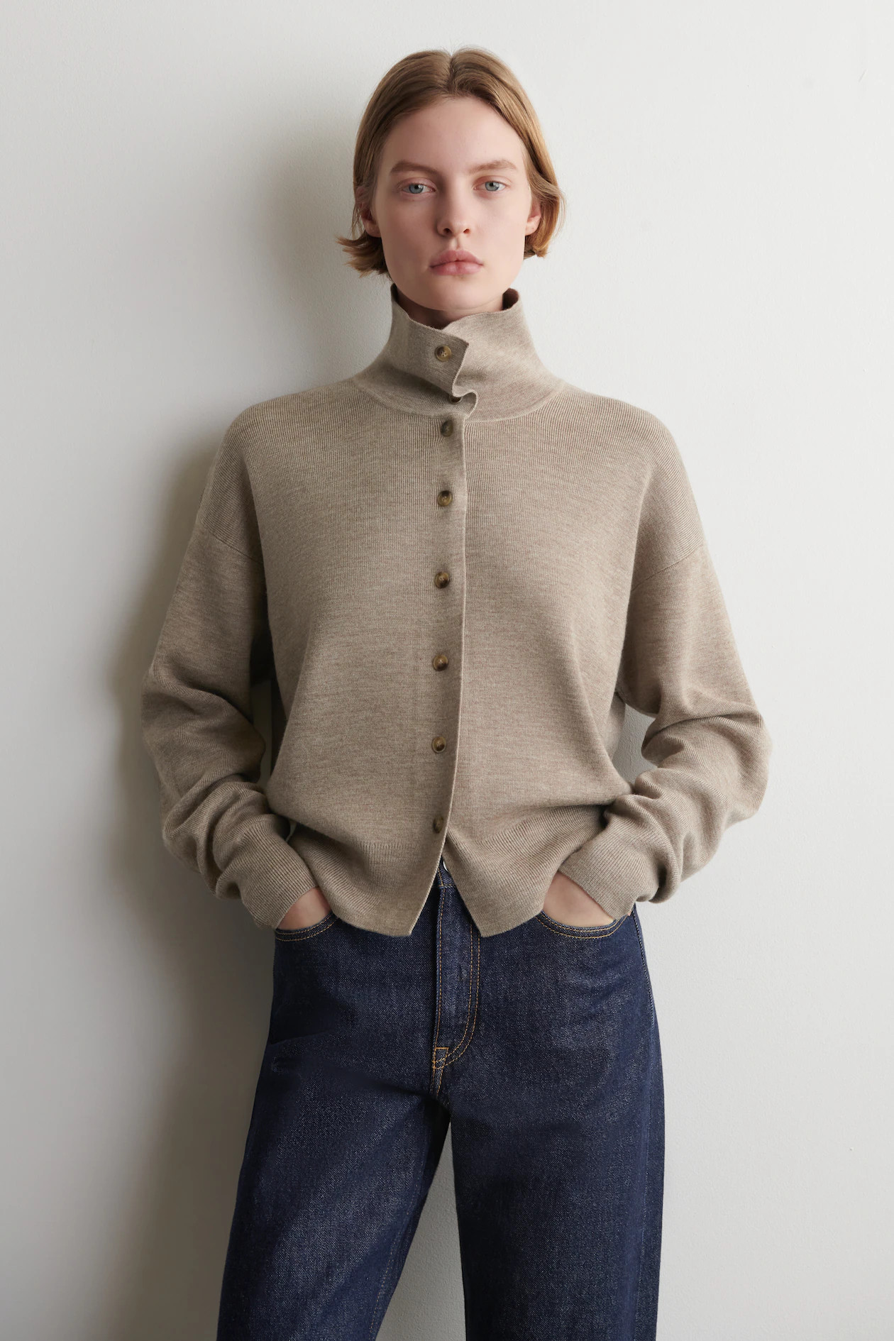MERINO WOOL FUNNEL-NECK CARDIGAN | H&M (UK, MY, IN, SG, PH, TW, HK)