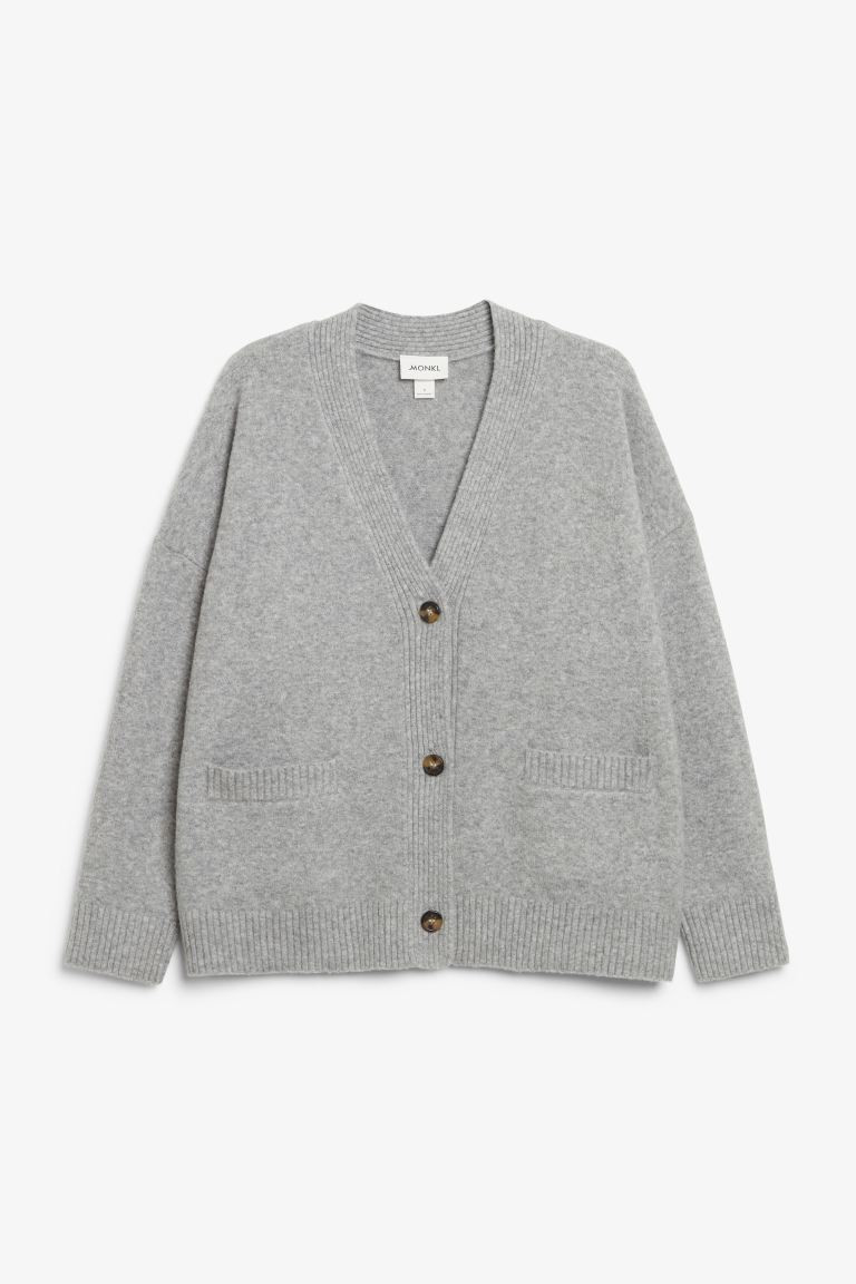 Relaxed knitted cardigan - Dusty green - Ladies | H&M GB | H&M (UK, MY, IN, SG, PH, TW, HK)