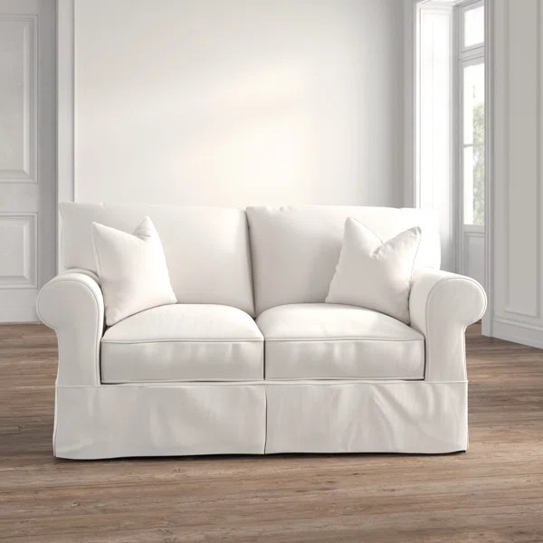 Aubagne 65'' Cotton Rolled Arm Slipcovered Loveseat | Wayfair North America