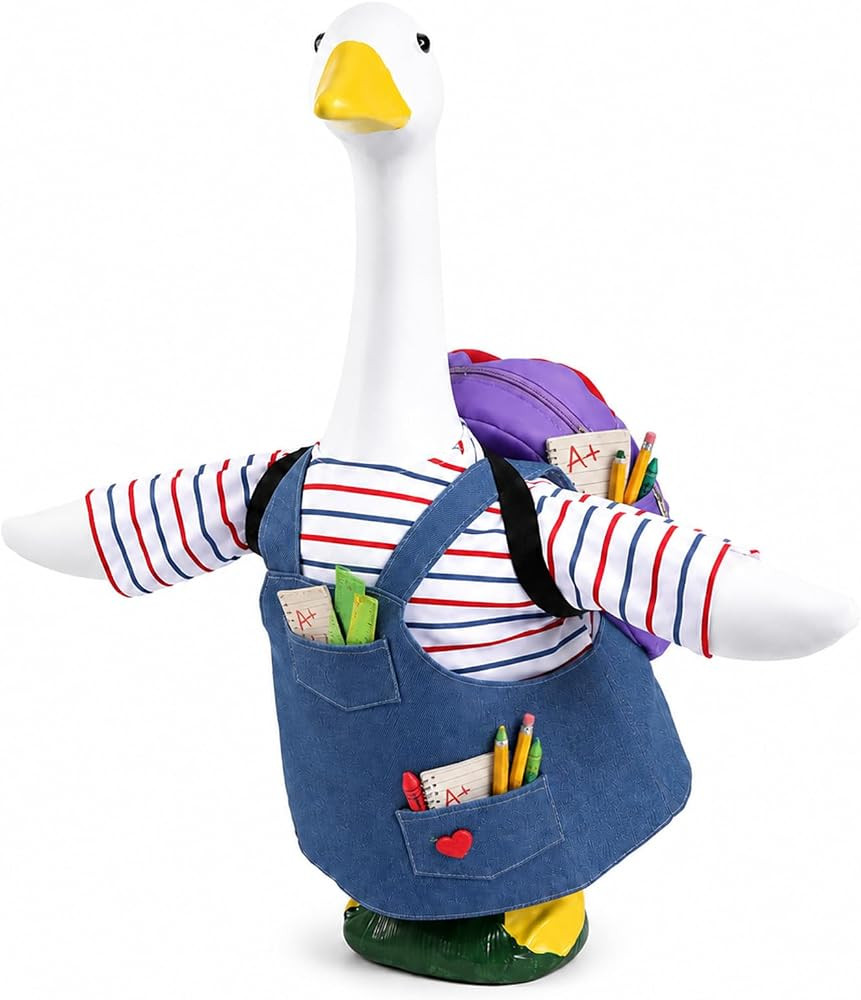 OBUSATT Back to School Porch Goose Outfits Student Statue Clothes Set with Schoolbag Shirt Skirt ... | Amazon (US)