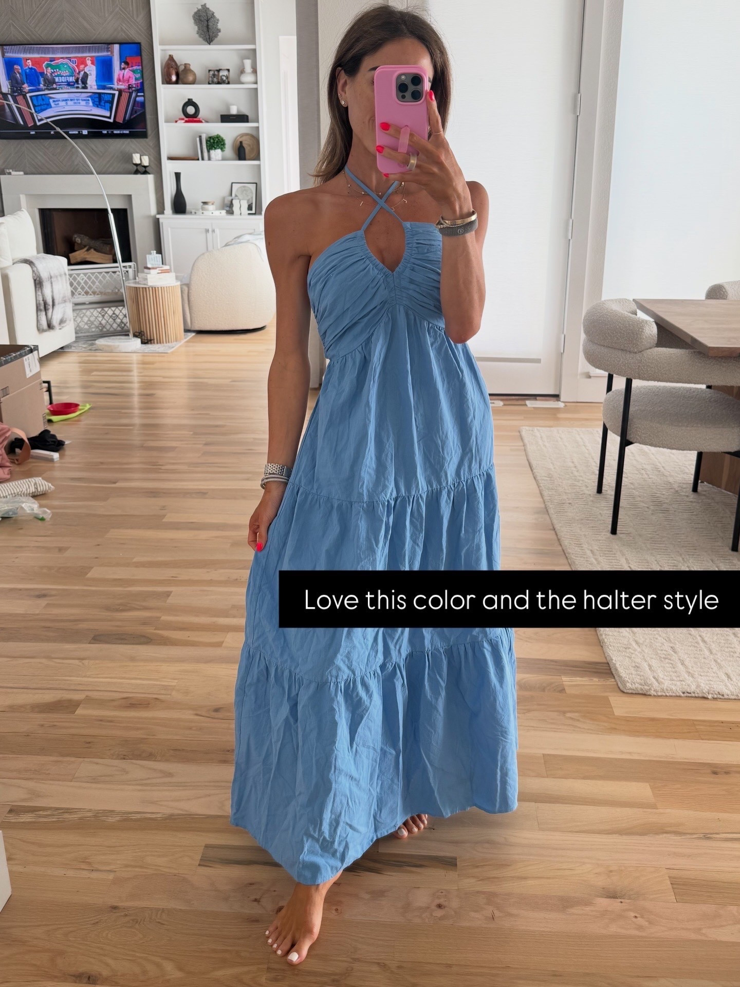 Blue halter Amazon maxi dress wearing smallest size
Vacation dress 

#LTKPetite #LTKSeasonal