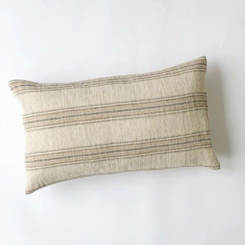 Designer Raaya Striped Pillow Cover // Neutral Brown Pillow Cover // Boutique Pillow Covers // Hi... | Etsy (US)