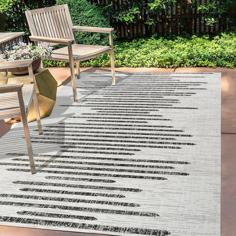 JONATHAN Y SMB124D-8 Zolak Berber Stripe Geometric Ivory/Black 8 ft. x 10 ft. Indoor/Outdoor Area... | Walmart (US)