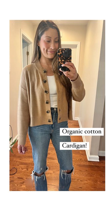 Organic cardigan that can be worn over a dress, thin shirt or body suit! Wearing a sz m ✨ #quince #organic #organiccotton #cardigan #organicbodysuit  #bodysuit 

#LTKfindsunder100 #LTKsalealert #LTKstyletip