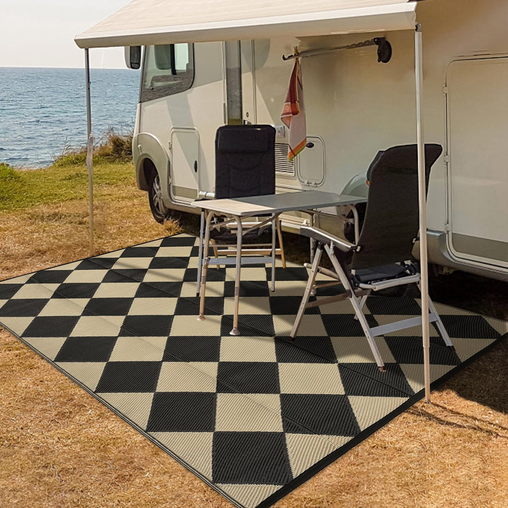 GarveeHome Outdoor Rug 9x12 Waterproof Patio Rug Reversible Plastic Straw Rug Camping Rug Modern ... | Amazon (US)