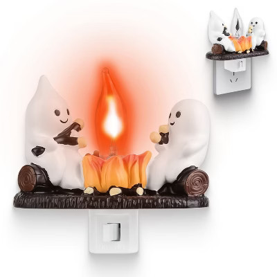 iMountek"2Pcs Ghost Campfire Flickering Flame Night Light – Fun Halloween Decor & Gift for Friends & Family" White&Brown | Target