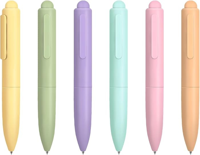 Ballpoint Pens, Mini Cute Macaron Retractable Ballpoint Pen Set - 6 Pack | Black Ink Medium Point... | Amazon (US)