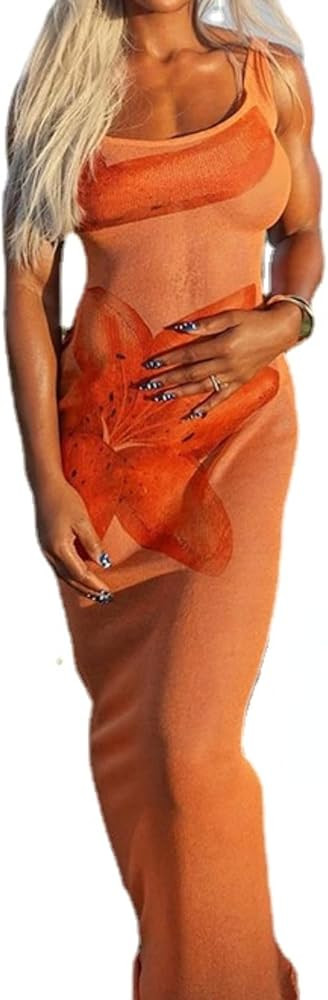 MOLERFO Summer Dresses for Women 2024 3D Flower Dress Y2k Dress Bodycon Y2k Spaghetti Strap Moran... | Amazon (US)