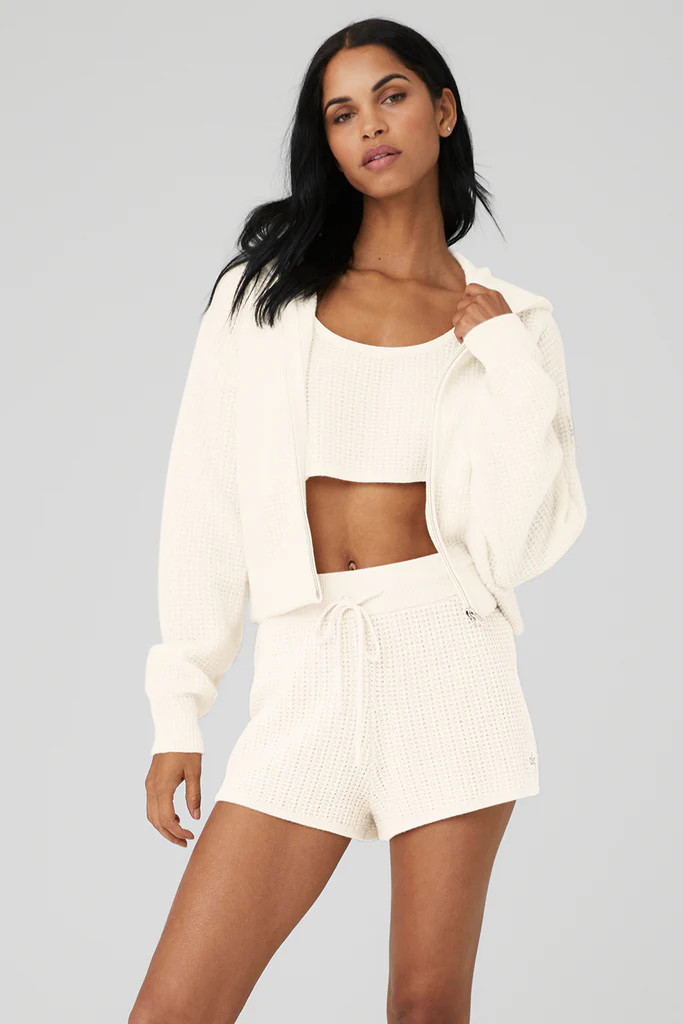 Cashmere Plush Waffle Full Zip Hoodie | Alo Yoga (US)