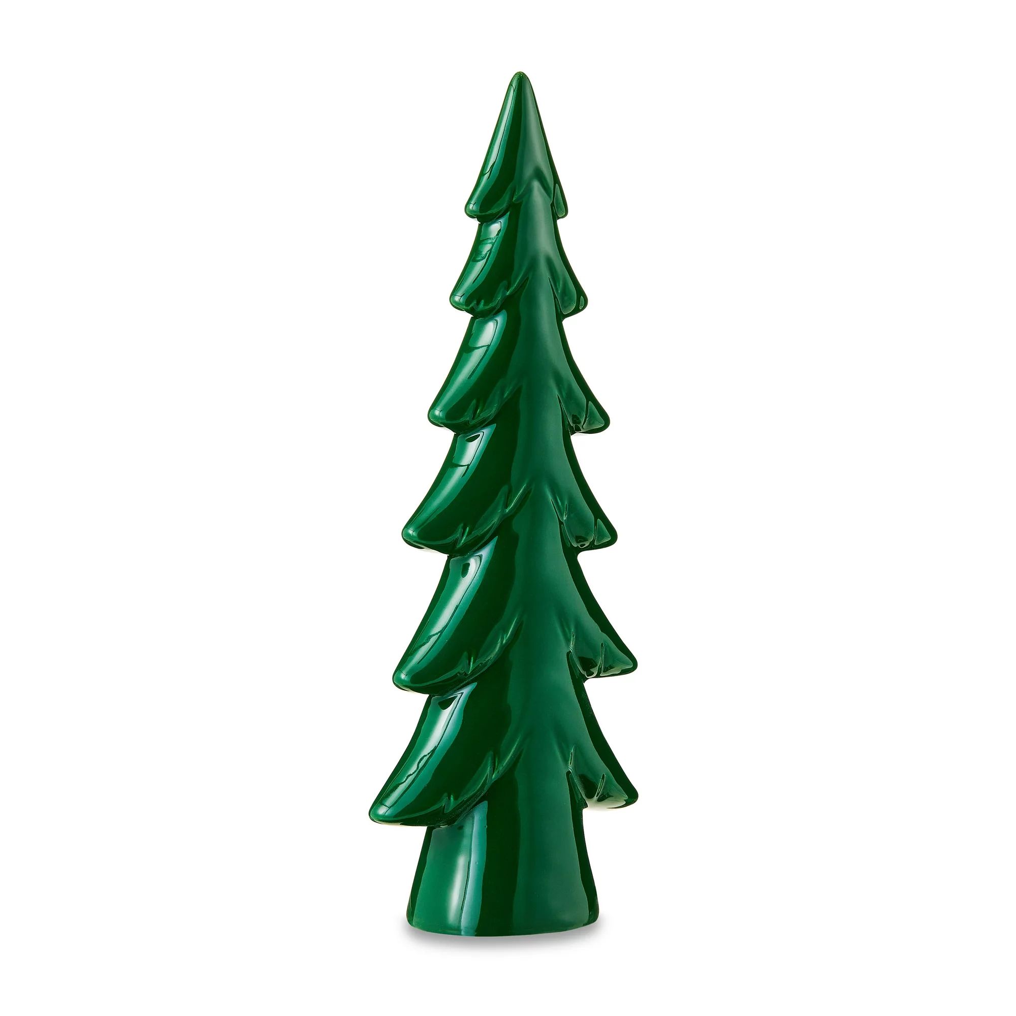 Green Ceramic Christmas Tree Tabletop Decor, 8.25 in, by Holiday Time | Walmart (US)