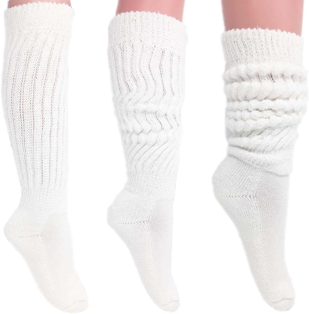 Women's Extra Long Heavy Slouch Cotton Socks Made in USA Size 9 to 11 | Amazon (US)