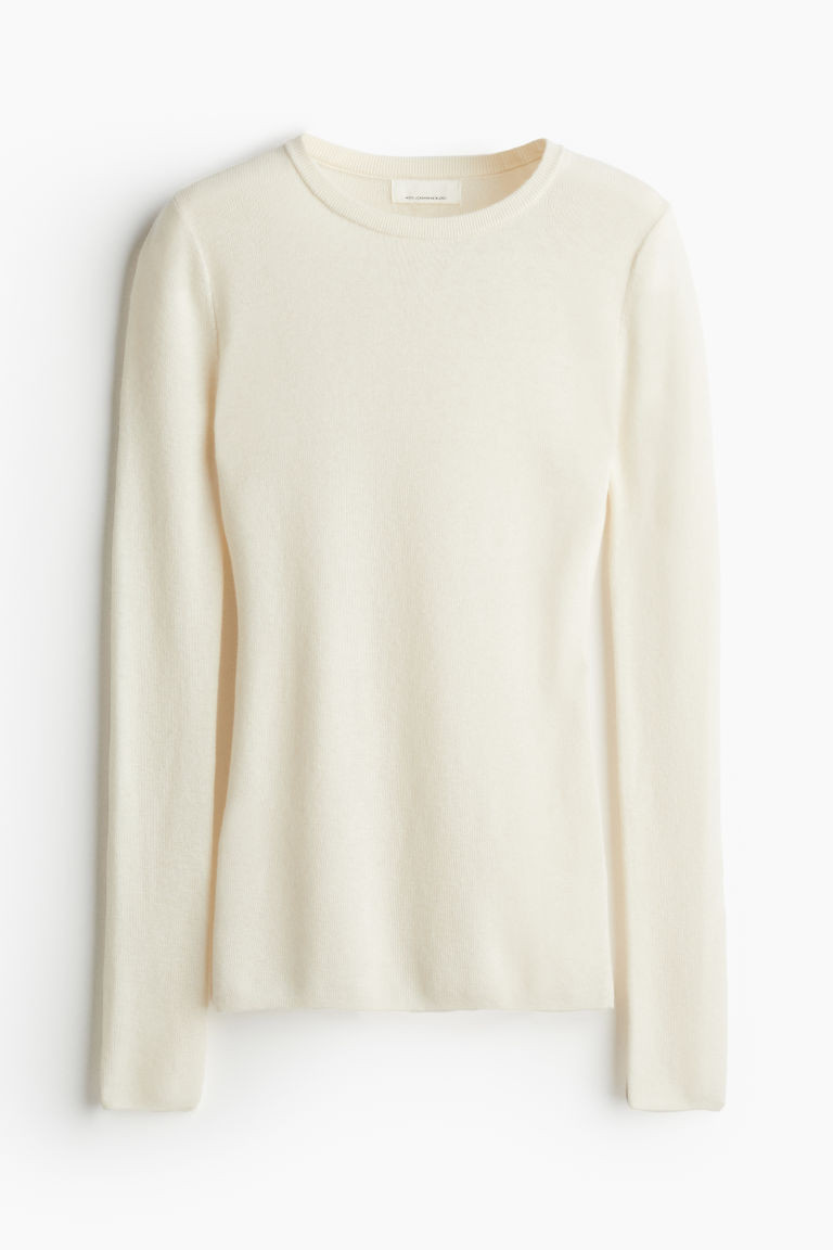H & M - Fine-knit cashmere-blend top - Beige | H&M (UK, MY, IN, SG, PH, TW, HK)