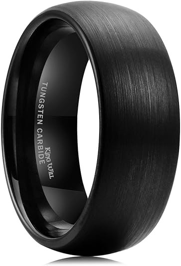 King Will Mens 2mm/4mm/6mm/8mm Black Matte Finish Tungsten Carbide Ring for Men Silver Domed Enga... | Amazon (US)