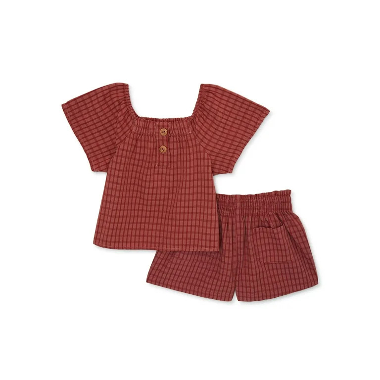 easy-peasy Baby and Toddler Girls Henley Short Sleeve Top and Shorts, Sizes 12 Months - 5T | Walmart (US)