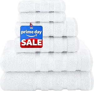 American Soft Linen Luxury 6 Piece Towel Set, 2 Bath Towels 2 Hand Towels 2 Washcloths, 100% Cott... | Amazon (US)