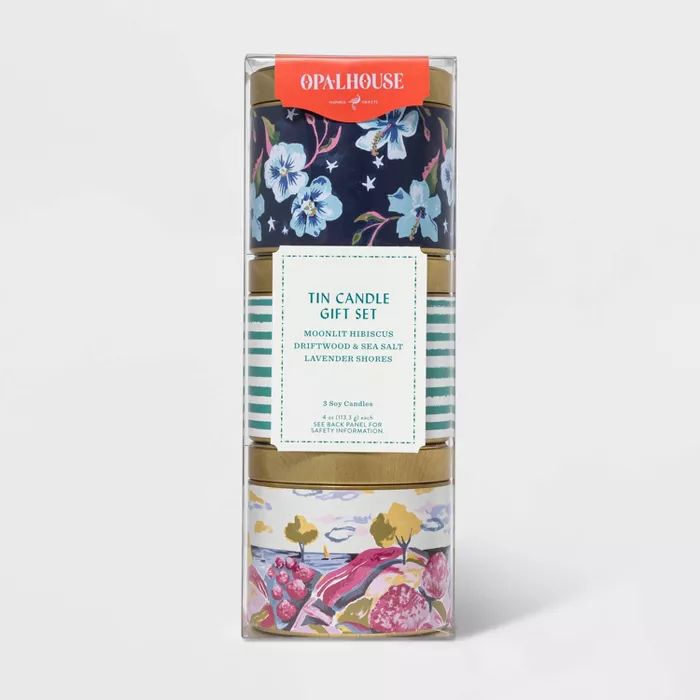 4oz 3pk Lidded Mini Patterned Tin Cool Candle Gift Set - Opalhouse™ | Target