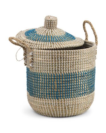 Small Striped Round Hamper With Rope Handles | Marshalls