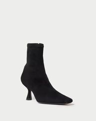 Thandy Black Suede Curved Bootie | Loeffler Randall
