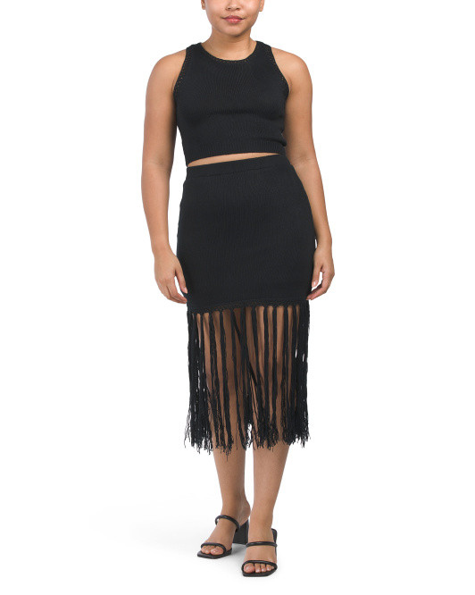 2pc Crochet Crop Tank And Fringe Skirt Set | TJ Maxx