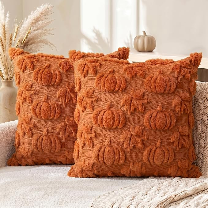 AVOIN colorlife Fall Pumpkin Maple Leaves Caramel Throw Pillow Covers, 20 x 20 Inch Autumn Thanks... | Amazon (US)