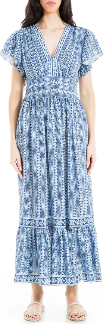 Flutter Sleeve Floral Tiered Maxi Dress | Nordstrom Rack