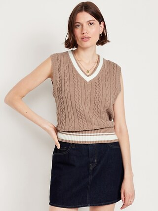 Wool-Blend Cable-Knit Vest | Old Navy (US)
