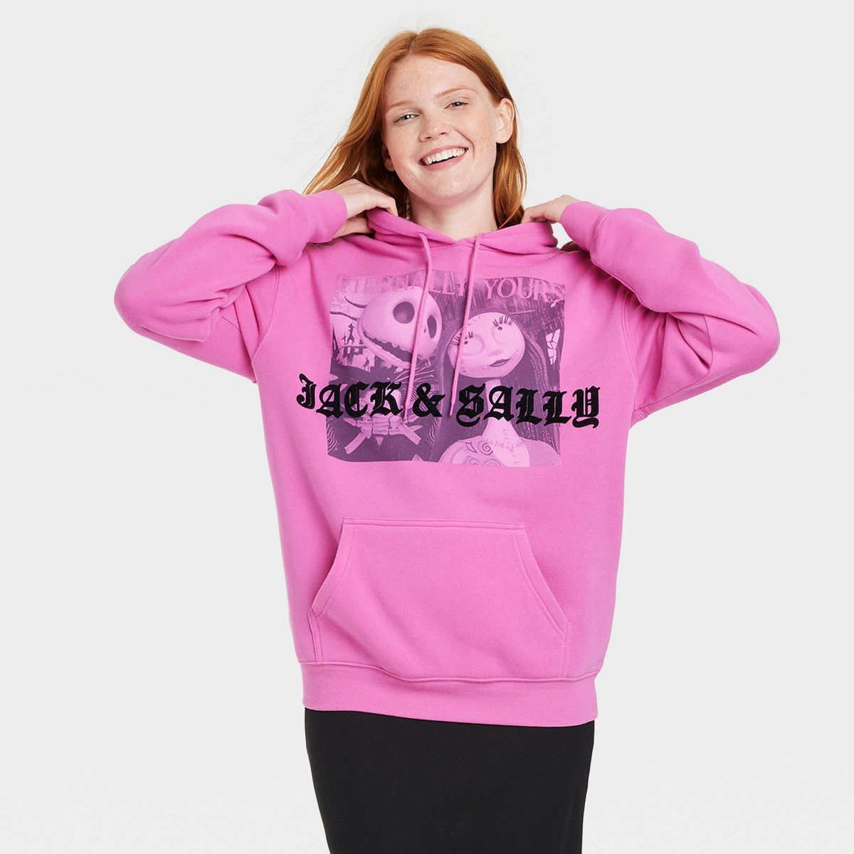 Women's Jack and Sally Graphic Hoodie - Pink | Target